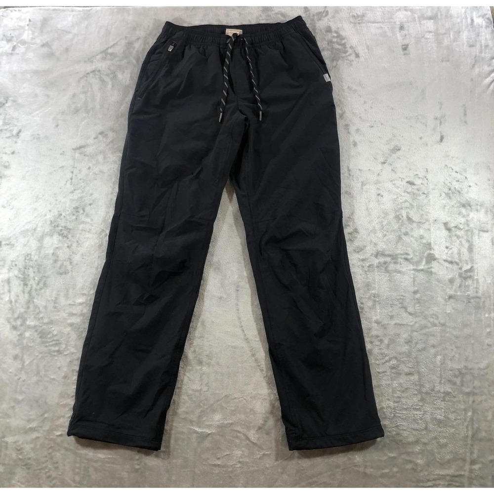 L.L.Bean Pants Mens Small Black Lined Track Elastic Waist Zip Pocket Hiking